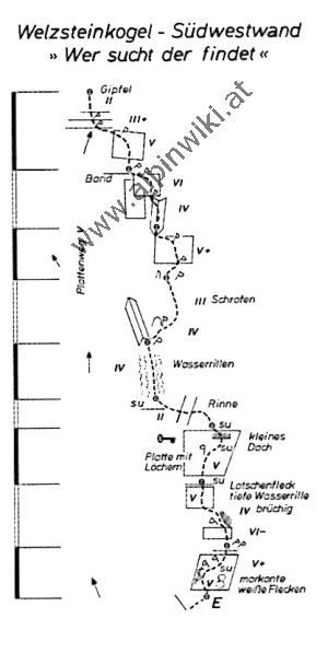 Welzsteinkogel Südwestwand - Wer sucht der findet - BST 1988-1