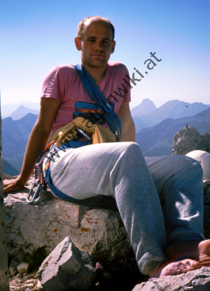 Walter Kirchmann, mein treuer Begleiter bei vielen Erstbegehungen, auf dem Gipfel der Gehrenspitze nach unserer Erstbegehung von